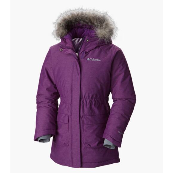 Columbia Nordic Strider Coat Girls Purple Omni-Heat Faux Fur Hooded Medium NWT B - Picture 1 of 6